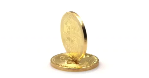 Two rotating bitcoins on white background. Video stock 142657590