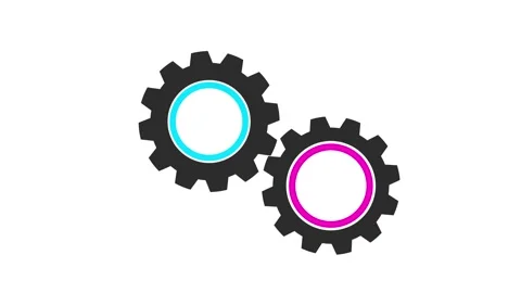 Two Rotating Gears Animation. Spinning Cogwheels Seamless Loop. Stock Footage 172036867