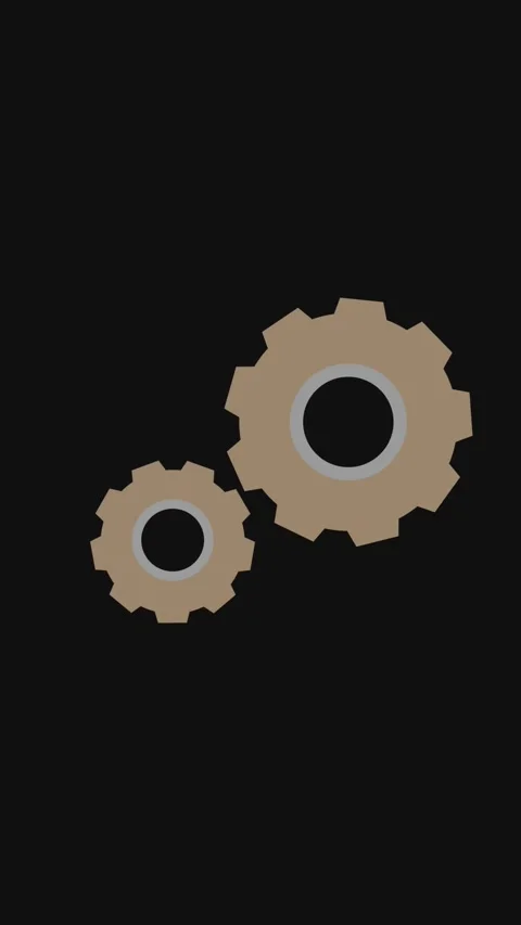 Two rotating gears mesh together in sync on black background representing t.. 库存影片 331811658