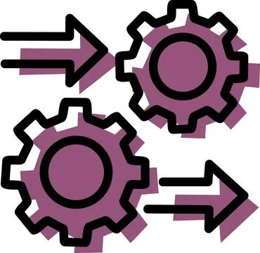 Two rotating gears for process automation イラスト素材