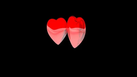 Two Rotating Glassy Hearts Stock Footage 71124474