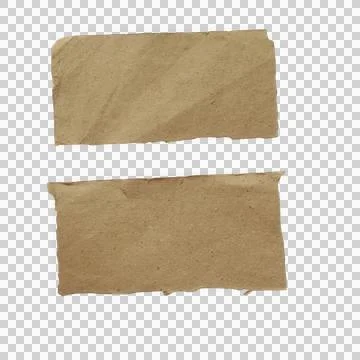 Two rough rectangular pieces of brown cardboard paper texture elements isol.. Stock Photos