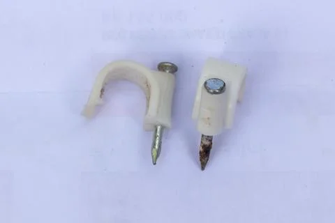 Two round cable clips Stock Photos