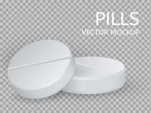 Two round pills close-up lying on top of each other Stock Illustration