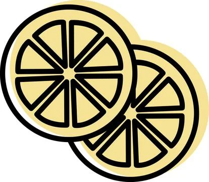 Two round yellow lemon slices graphic Stock-Illustration