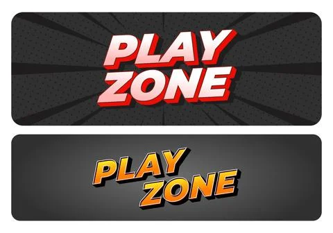 Two rounded rectangular banners with comic style text play zone top banner .. Ilustração Stock