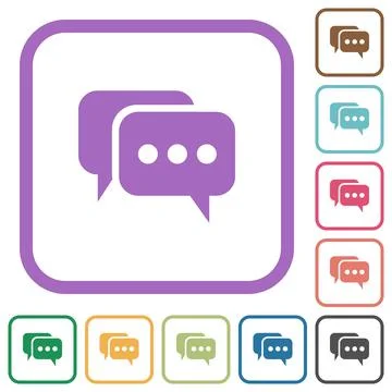 Two rounded square active chat bubbles solid simple icons Stock Illustration