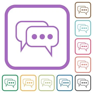 Two rounded square active chat bubbles outline simple icons Stock Illustration