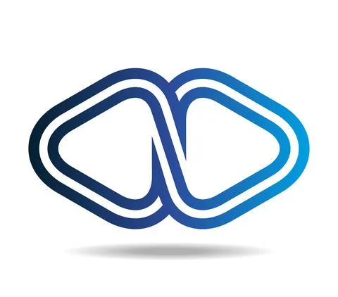 Two rounded triangles made of two lines. Mobius loop. Infinity symbol Stock Illustration