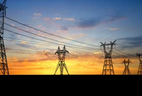 Two row power pylons. Stock Footage 702929