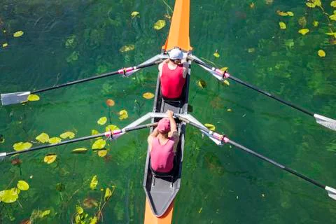 Two rowers  rowing Stock Photos