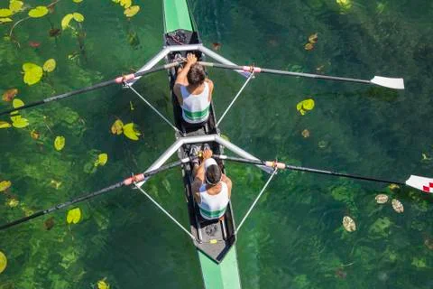Two rowers  rowing Stock Photos
