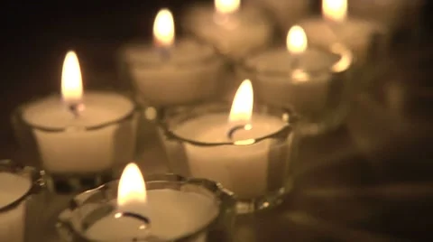 Two Rows of Candles Dolly Shot Stock Footage 8562121