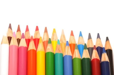Two rows of coloring pencils Stock-Fotos