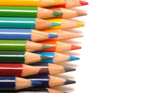 Two rows of coloring pencils Stock Photos