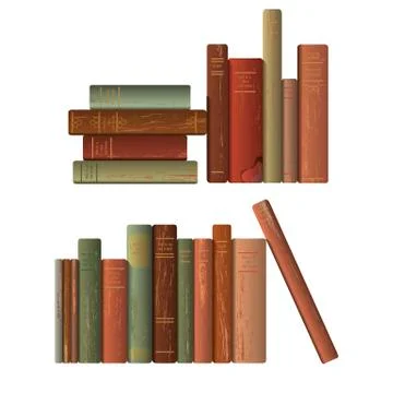 Two rows of old books.  Stock Illustration