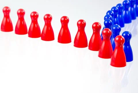 Two rows of pawns comming together Stock Photos