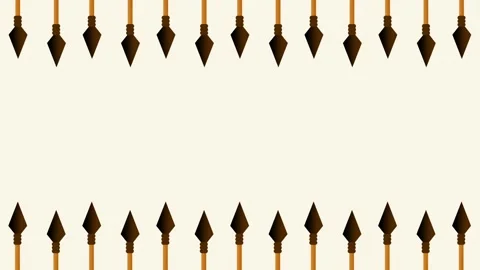 Two Rows of Short Black Spears Scattered Across Beige Background Stock Footage 340297124