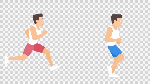 Two runners compete. Animation Runners. Cartoon Stock Footage 306135816