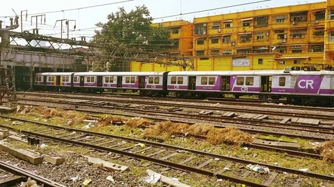 Two Running Central Mumbai Local Trains Crossing Each Others Stock Footage 118013127