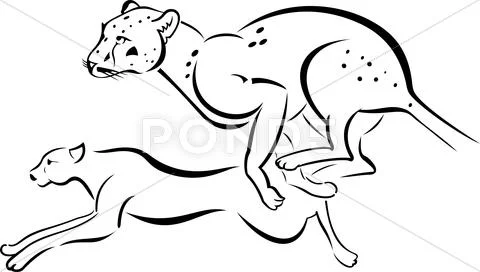 Two running leopard Stock Illustration