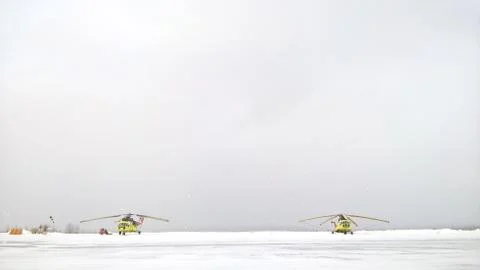 Two russian Helicopters Stock Photos