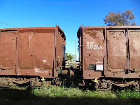 Two Rusting Train Wagons in North Macedonia 写真素材