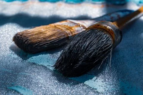Two rusty paint brushes-2 Stock Photos