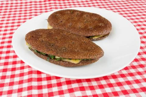 Two rye flatbred on a plate Stock Photos