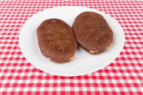 Two rye flatbred on a plate Stock Photos