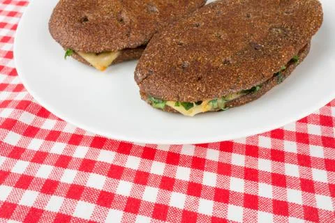 Two rye flatbred on a plate Stock Photos