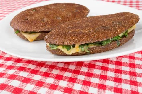 Two rye flatbred on a plate Stock Photos