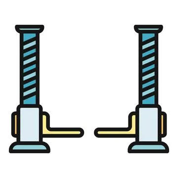 Two safety stands supporting a car in a workshop Stock Illustration