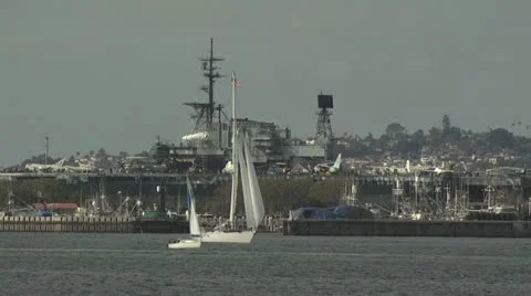 Two Sailboat Pass The Harbor Video stock 19130403