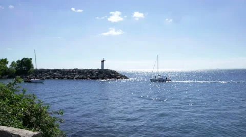 Two Sailboat passing Stock Footage 64991603