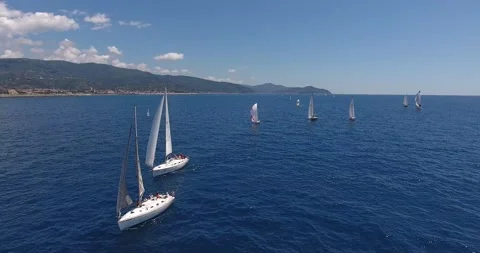 Two sailboats in competition Stock Footage 137644388