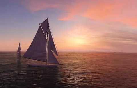 Two sailboats Stock Illustration
