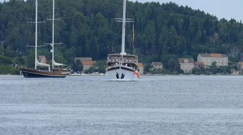Two Sailboats Passing by Stock Footage 54900146