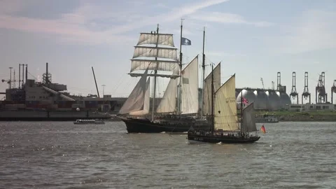 Two sailing ships in Hamburg Stock Footage 310828217