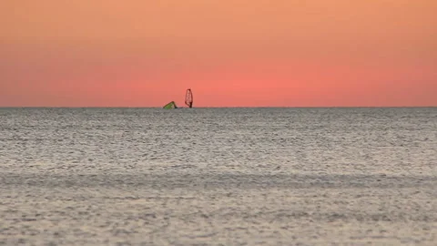 Two sails on the sea horizon Stock Footage 86429126