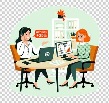 Two sales employees working in the office Stock Illustration