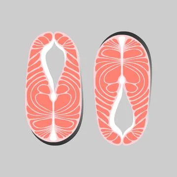 Two salmon fillets on grey background Stock Illustration