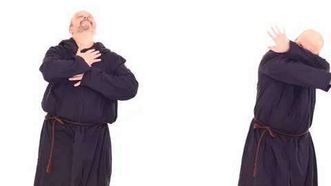 Two same men showing positive &amp; negative emotions white screen Stock Footage 105166217