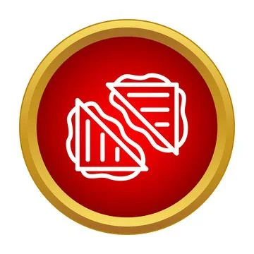 Two sandwich slices in red circle icon Stock Illustration