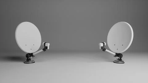 Two satellite dishes on a gray background Stock Illustration
