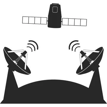 Two satellites for communication with the earth. Vector illustration. Stock Illustration