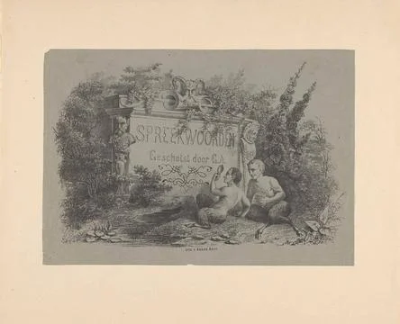 Two Saters view a monument; Title Print for: Proverbs; Proverbs. A Sater r... Stock Photos