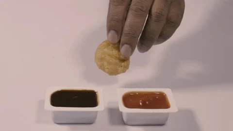Two Sauce Dip Choice of Ketchup or BBQ Video stock 127476799