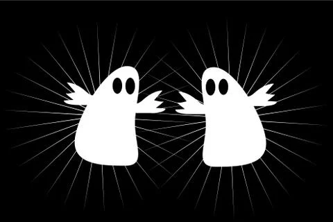 Two scary white ghosts at halloween night Stock Illustration