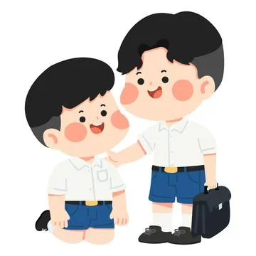 Two Schoolboys Comforting Their Sad Friend Stock Illustration